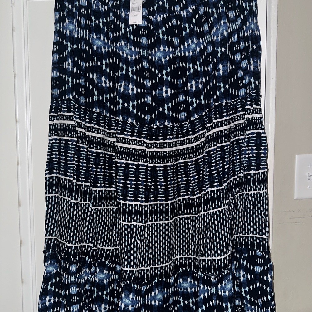 Lane Bryant Navy and White Maxi Skirt